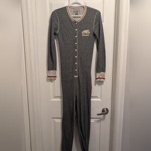 Roots Charcoal and Cream Onesie Xs